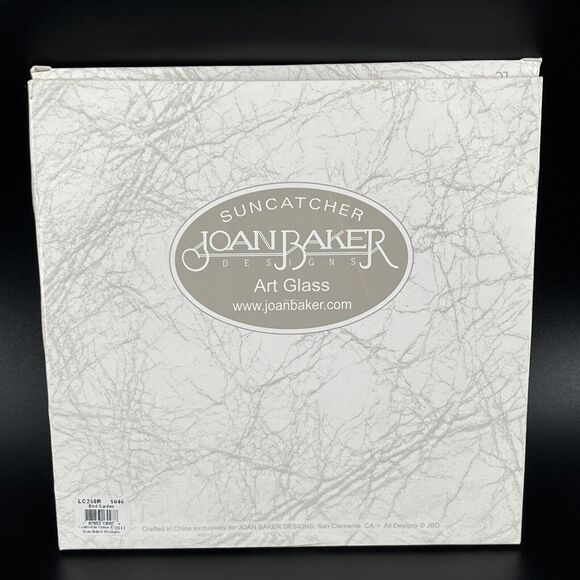 Joan Baker Designs Art Glass Suncatcher Bright Flowers Hand Painted Bird Garden - Picture 9 of 11